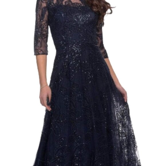 La Femme 27942SC  Mother of the Bride Dress Blue Size 6 - Picture 3 of 5